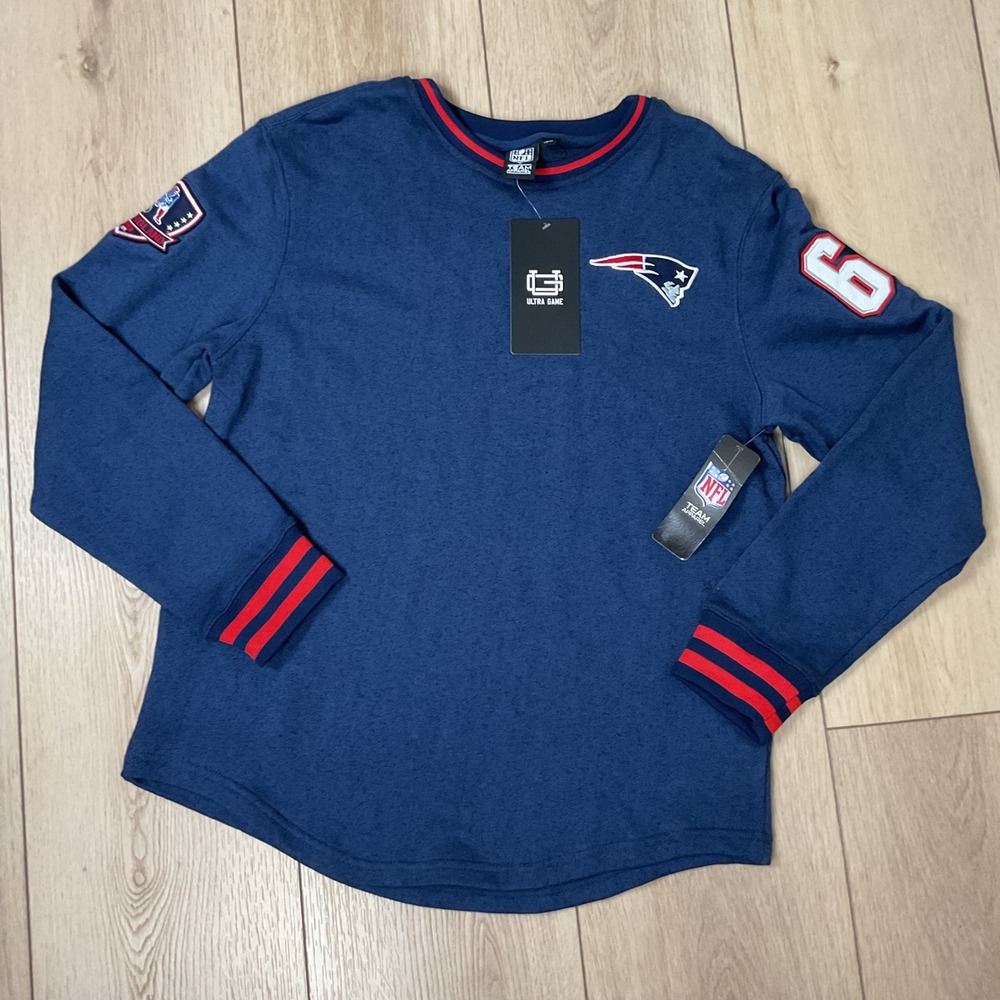 Ultra Game NFL New England Patriots Mens Navy Long Sleeve Shirt Size M NWT
